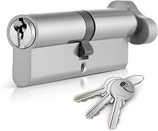 Chrome 50T/50 Thumb Turn Euro Cylinder Lock (100mm), Euro Door Barrel Lock with 3 Keys, Anti-Bump, Anti-Drill, Anti-Pick Door Lock with Key, High Security for Wooden, UPVC and Composite Doors.