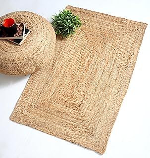 DHAKA Jute Area Rug | 100% Natural Fiber | Hand Woven | Ethical Trade | Eco-Friendly (Rectangle - 60 x 90 cm)