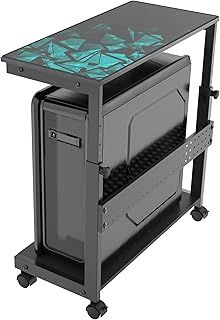 EUREKA ERGONOMIC Computer Tower Stand,Height Adjustable PC Tower Stand Heavy Duty ATX-Case CPU Holder 2-Tier CPU Rolling Stand Mobile Desktop Printer Cart with 4 Locking Swivel Casters Office Home