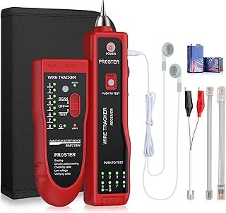 Proster Wire Tracker RJ11 RJ45 Finder Ethernet LAN Multifunction Toner Tracer Network Cable Collation Telephone Line Tester Continuity Checking (Red)