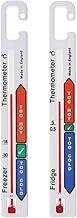 Twin Pack Fridge Freezer Thermometer Pack with Colour Coded Refrigerator Safe Temperature Zones - Ideal Freezer and Fridge Temperature Thermometer Pack