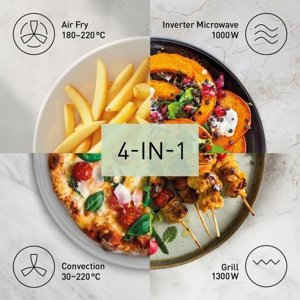 Panasonic NN-CT55RWBPQ 27L Inverter Microwave with Grill, Oven and Air Fry, White, 1000W