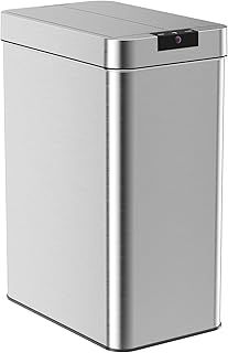 hOmeLabs Durable 9 Litres Sensor Trash Can, Retractable Butterfly Lid, Batteries Included, Space-Efficient, Easy Clean, Battery-Powered - Creamy White