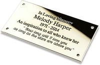 4" x 2" Rectangular solid brass engraved nameplate. Personalised engraved memorial plaque