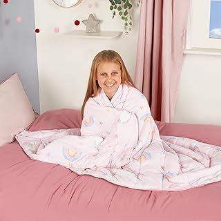 OHS Weighted Blanket 3kg Teddy Fleece Unicorn Pink, Calming Stress Relief Weighted Blanket for Adults Pink Blanket Gift for Women Anti Anxiety Heavy Weighted Blanket