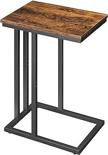 HOOBRO C Shaped Side Table, Narrow Sofa Side Table, Tall Slim Side Table for Living Room, Laptop Table for Sofa, Small Spaces, Small Coffee Table, Bedroom, Rustic Brown EBF02SF01G1