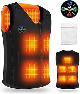 Evolpor Heated Vest 3 Levels 9 Heating Zones Heated jacket For Men Women Upgraded 2 USB Interfaces Adjustable Size Smooth Fabric Winter Electric Jacket for Outdoor Camping Riding