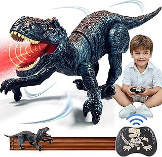 Remote Control Dinosaur Toys for Kids 3 4 5 6 7 8+, Electronic RC Robot Dinosaur with Spray & Light & Roar, Realistic Walking T-Rex Toys Birthday for Boys Girls