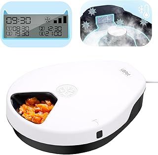 UBPET Automatic Cat Feeder Wet Food with Fresh, 1-4 Day Freshness for Wet/Dry Food/Dairy - Semiconductor Refrigeration, with Timer, 5 Food Compartments, Premium Meal Plates, Washable, for Cats Dogs