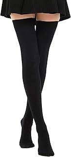 DRESHOW Women Extra Long Thigh High Socks Thin Stripes Tube Tights Over Knee Socks Casual High Boot Stockings