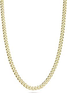 Miabella Solid 18k Gold Over Sterling Silver Italian 3.5mm Diamond Cut Cuban Link Curb Chain Necklace for Women Men, 16"-18"-20"-22"-24"-26"-30" (16)