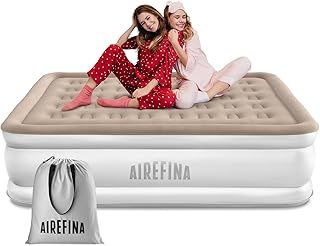 Airefina King Air Bed, Inflatable Mattress with Built in Pump, Double Blow up Bed in 3 Mins Self-Inflation, Portable Blow up Mattress, Flocked Surface Airbed for Guest, Home & Camping, -203×152×40cm