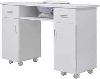 Warmiehomy Mobile Professional Nail Station with Built-in Nail Dust Collection, White