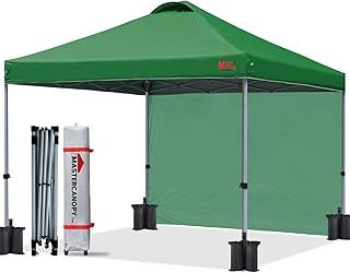 MasterCanopy Durable Ez Pop-up Gazebo Tent with 1 Sidewall(3x3M,Forest Green)