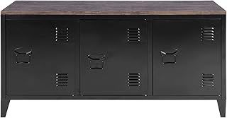 3 Doors Metal Storage Cabinet with Removable Shelves File Organizer Home Office Gym Storage Unit Boys Girls Teens Toy Room,Stackable, Black,120 x 40 x 58 cm