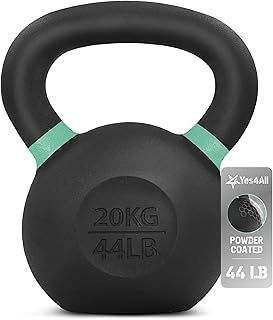 Yes4All 4-32kg Powder Coated Kettlebells Cast Iron, Kettlebell Weight Sets for Home Gym Fitness & Weight Training