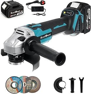 20V Cordless Angle Grinder with Battery,9800RPM Brushless Angle Grinder 125mm for Cutting Grinding and Polishing, with 2-Position Adjustable Handle,3 Cutting Wheels