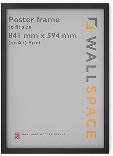 A1 Black Frame | 59.4 x 84.1 cm A1 Black Poster Frame | Large Wooden A1 Picture Frame to fit A1 Poster - 594 x 841 mm Black Poster Frame A1 | Solid Wood | A1 Frame Black | A1 Frame 594x841