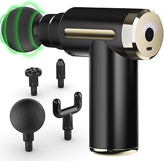 cotsoco Massage Gun Deep Tissue with 4 Massage Heads, Electric Handheld Massagers with 6 Speeds Quiet Mini Massager for Targeted Relaxation of Shoulders, Back & Body, Gift for Men/Women