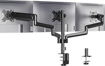 WALI Triple Monitor Arm for 17"- 27" Screen, Adjustable Gas Spring Monitor Arms with Tilt Swivel Rotate, Triple Monitors Stand with C Clamp & Grommet Base, VESA 75 & 100mm, Black (GSDM003)