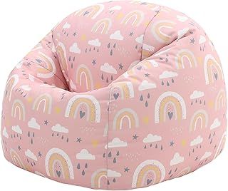 Bean Bag Bazaar Rainbow Print Kids Bean Bag, Kids Bean Bag Chair with Filling Included for Girls and Boys, Childs Chair, Beanbags for Children, Nursery Décor, Playroom Décor, Bedroom Accessories