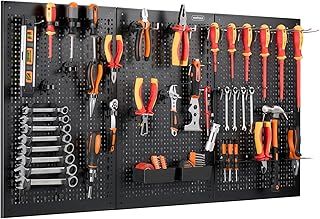 VonHaus Tool Pegboard - 44pc - Shed and Garage Wall Storage Board - Secure Organiser Wall Mounted for Hand Hammer, Screwdrivers, Wrenches, Spanners, Bits - Tool Board