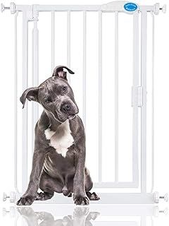 Auto Close Pet Gate, 61cm - 66.5cm, White, Extra Narrow, Narrow Pressure Fit Stair Gate for Dog & Puppy, Safety Barrier for Narrow Doors Hallways and Spaces, Easy Installation