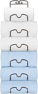 Wall Mounted Towel Rack, Metal Hanging Towel Holder with 6 Compartments, Bathroom Practical Towel Storage Rail, Bronze