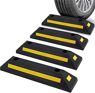 Pyle Car Wheel Chock, Caravan Chock, Wheel Stopper- For Parking Safety, Heavy Duty Rubber Car Stopper, For Cars, Vans, Trucks Parking Barrier, 4 Pack