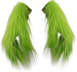 The Grinch Mask Costume with Green Furry Fur for Christmas Cosplay Party Latex Props