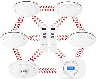 CPVAN Wireless Interlinked Smoke, Heat & Carbon Monoxide Alarm Bundle, Scotland & England Law Compliant | 10-year Battery Life, Pre-Linked Fire Detectors for Home,6 Pack + 2 Remote（2nd Generation）