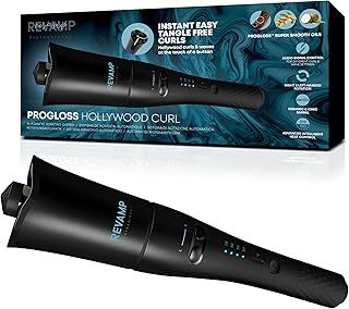 REVAMP Hollywood Curl Auto-Rotate Ceramic Hair Curler - Ceramic, Ionic Barrel, Tangle Free Waver, Curling Iron Tong for Tight Curls, Beach Waves - Rotating Styler, Wavy Hair Curler