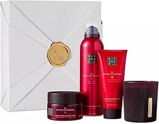 RITUALS Gift Set for Women from The Ritual of Ayurveda - Shower Gel, Body Scrub, Body Cream, Candle - with Indian Rose & Sweet Almond Oil - Medium