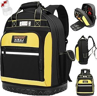 AIRAJ 43 x 38 x 20 cm Tool Backpack,Heavy Duty Tool Backpack with ABS Rubber Base,Easy to Carry (Backpack/Handbags) Tool Backpacks Suitable for Electrician, Plumber, Maintenance Worker