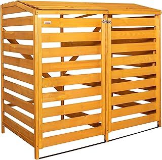 Samuel ALEXANDER 1.33m x 1.25m Large Wooden Outdoor Garden Double Wheelie Bin Store Storage for 2 Bins