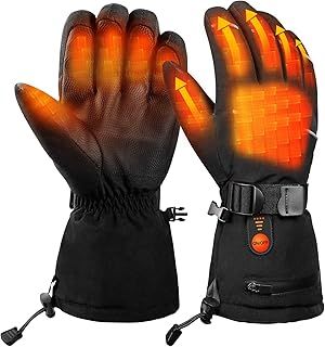 Ynredee Electric Heated Gloves with Touch Screen,Rechargeable 7.4V 3200MAH Battery Heating Gloves for Men Women,3 Temperature Level Heating Battery Powered Windproof Gloves for Outdoor Warm