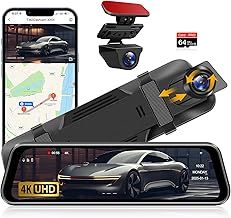 【Right Side Camera Version】Mirror Dash Cam 10'' 1080P Dual Dash Cam Front and Rear View Mirror with Waterproof Rear Camera Super Night Vision, 170° Angle, 10M Cable Dash Rear View Camera, 64GB SD Card
