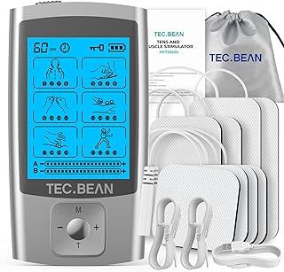 TEC.BEAN Dual Channel TENS Machine for Pain Relief, TENS Unit Muscle Stimulator with 24 Modes, 8pcs TENS Machine Pads Replacement