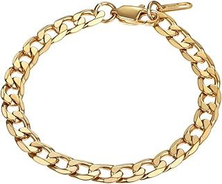 PROSTEEL Mens Chain Bracelet, 6MM Cuban Link Wrist Bracelet, 19/21CM Length, Stainless Steel/Gold Plated/Black, Hip Hop Jewellery for Mens Boys -with Gift Box