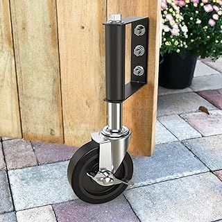 HOLKIE 100mm Gate Castor Wheel - Heavy Duty Spring Loaded Swivel Castor Wheel for Wooden Gate and Fence - 100 kg Capacity