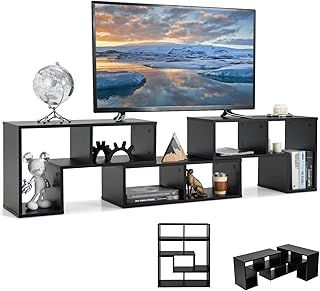 COSTWAY TV Stand for TVs up to 65 Inches, Free Combination Adjustable TV Cabinet Media Entertainment Center Storage Shelf, Modern Wooden TV Unit Console Table for Living Room Bedroom (Black)