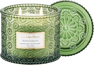 LA Jolie Muse Starlit Golden Fir Candle, Candles for Home Scented, Large 2-Wick Soy Candle, Scented Candle Gifts, Clean Burning Candles, 12 Oz