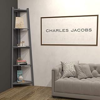 Charles Jacobs 5 Tier Corner Ladder Shelving Unit - Grey