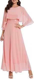 Women Sleeveless Cape Dress with Chiffon Overlay Lace Wedding Guest Cocktail Party Gowns Dress