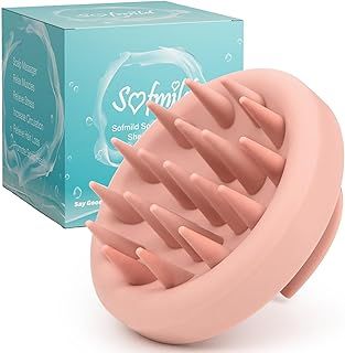Scalp Massager, Wheat Straw Shampoo Brush Silicone Hair Care Scalp Scrubber Exfoliator Brush for Men Women Kids Pets Wet Dry Curly Straight Thick Thin Long Short Hair, Beige