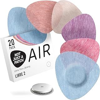 Freestyle Libre 2 Covers (20 Pack) - Thin, Strong and Light, Ultra-Long 14 Day Adhesion - Durable Lingo CGM & Libre 2 Sensor & Protector Patches - Air Libre 2 Multicolor