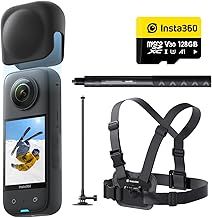Insta360 X3 Snow Bundle - Waterproof 360 Action Camera with 1/2" 48MP Sensors, 5.7K 360 Active HDR Video, 72MP 360 Photo, 4K Single-Lens, 60fps Me Mode, Stabilization, 2.29" Touchscreen, AI Editing