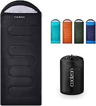 Coolzon Outdoor Sleeping Bag for Camping, for 3-4 Seasons, Adult Blanket, Small Packed Size, Ultralight Carry Bag, Soft, Thick and Warm, for Outdoor Camping, Travel, Hiking, Black