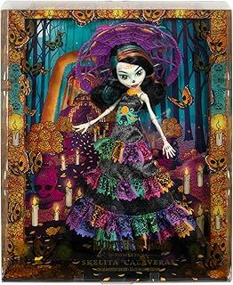 Monster High Doll, Skelita Calaveras Día De Muertos 2024 Howliday Collectible with La Catrina Hat, Papel Picado Dress, and Displayable Packaging, HXH99