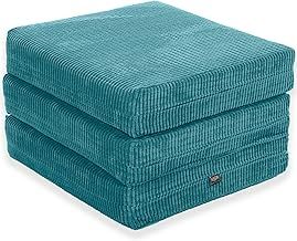 Adult Z Bed Futon Mattress Chair Footstool Morphing Furniture (5KG Deluxe Foam, Teal)